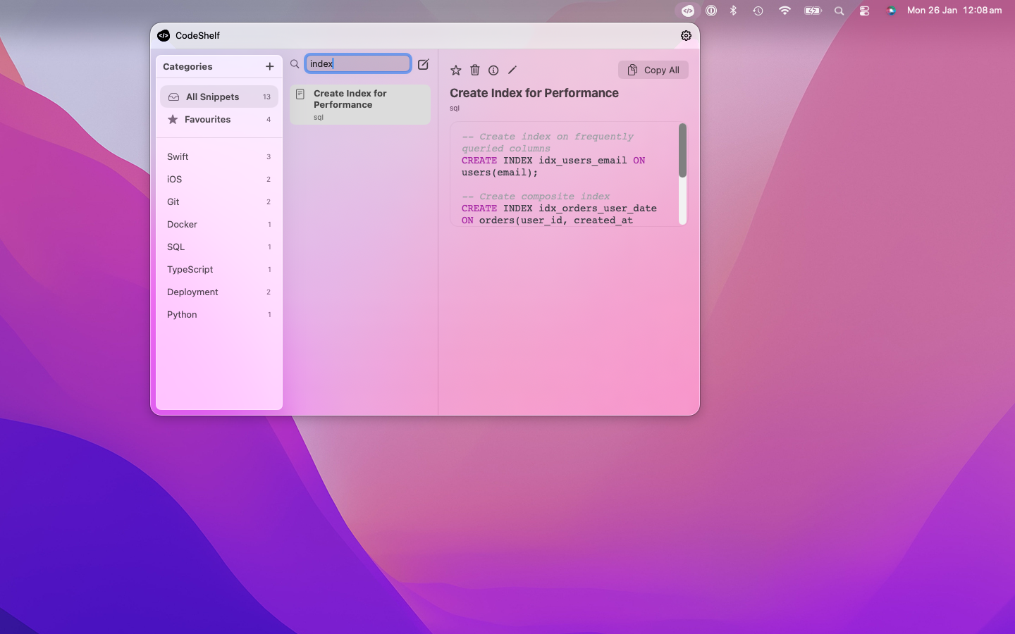 Multi-step snippet workflow in CodeShelf